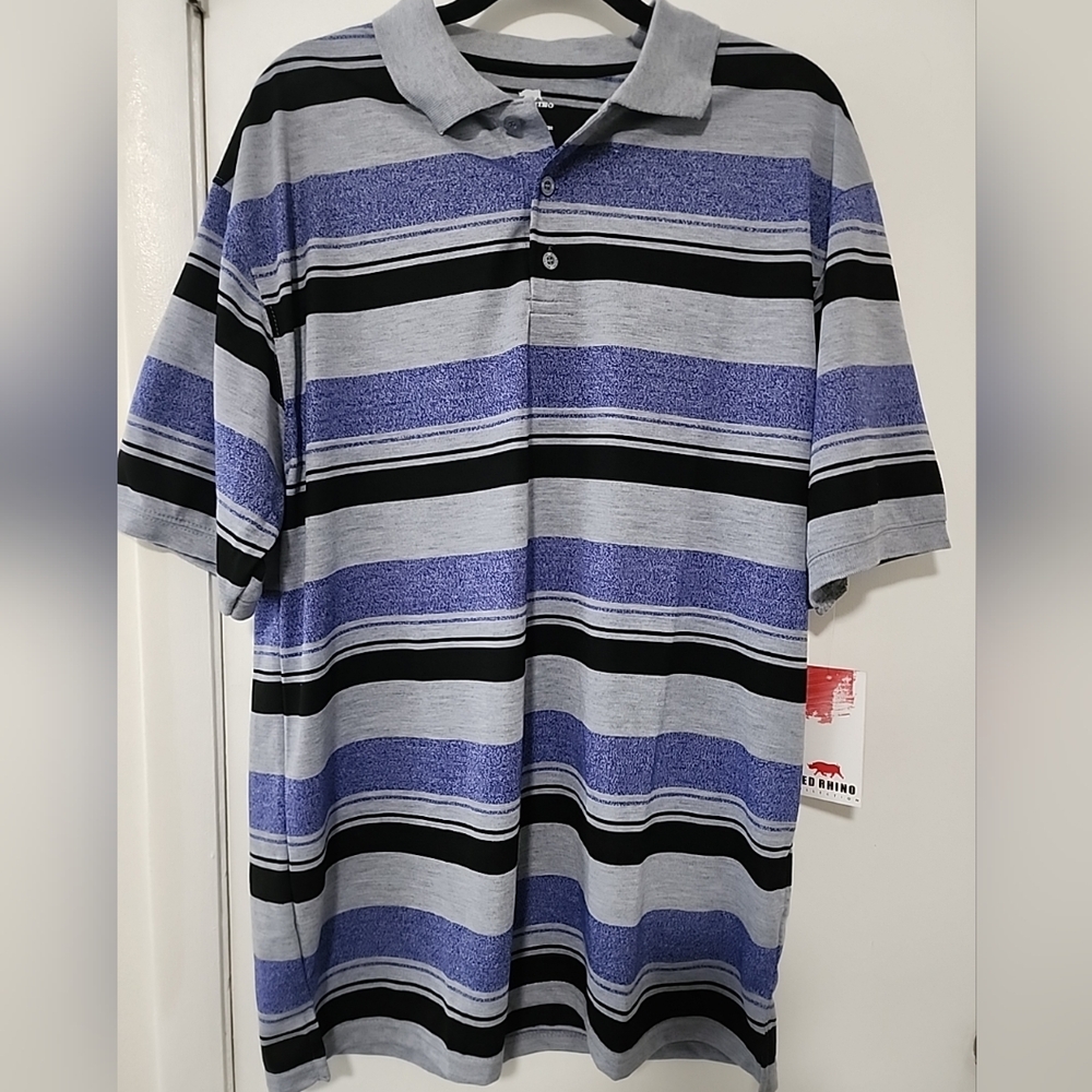 Casual Black and Gray Striped Polo Shirt